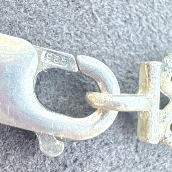 VTG Sterling Silver 925 Turquoise Double Curb Link Chain Bracelet 8.5" Length - Picture 7 of 12